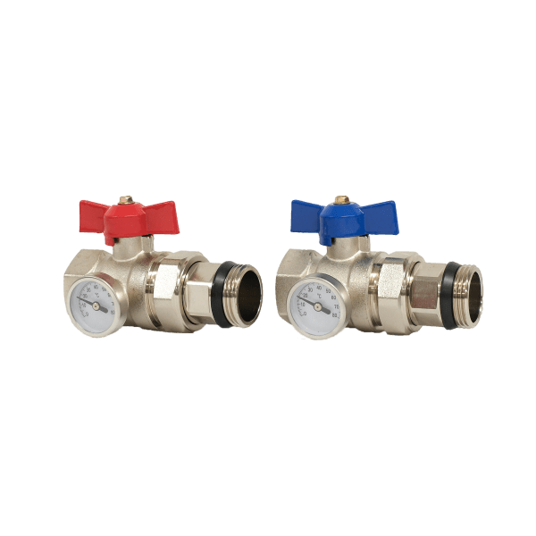1" Ball Valve & Temperature Gauge Set (Pair)